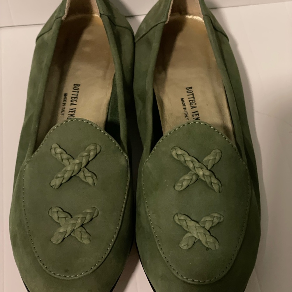 Bottega Veneta womens Green Loafers